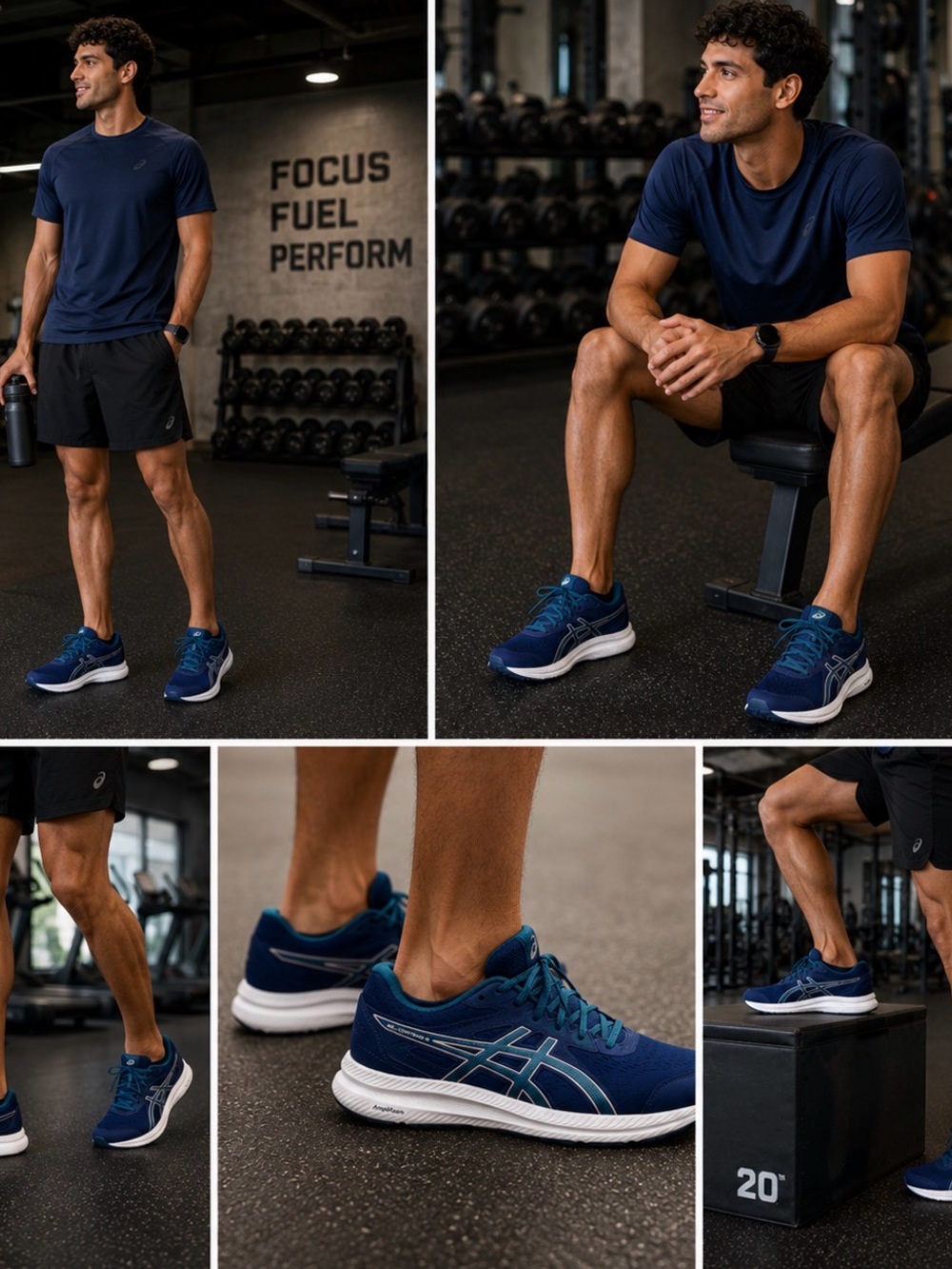 ASICS Men's Running Shoes in Navy with Teal Accents